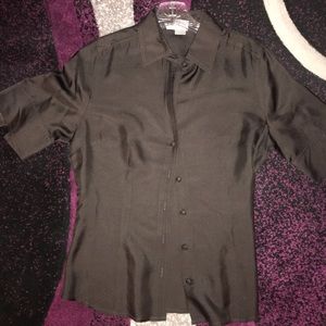Ann Taylor 100% Silk Brown dress shirt